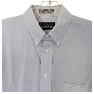Arrow Shirt Mens 15.5 32/33 Blue Wrinkle Free Oxford Button Down Made USA Pocket
